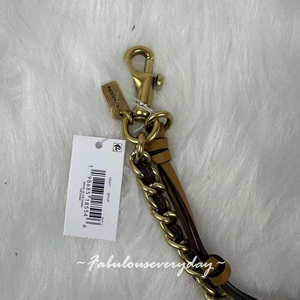 Coach Swag Bag Charm In Brass/Maple Honey Brown CEA17 NWT - Picture 4 of 5